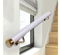 Barandilla de PVC blanco para escaleras de interior, 50 cm-600 cm, ajustable, antideslizante, barandilla de pared con soporte dorado, barandilla segura para jardín de infantes (250 cm)