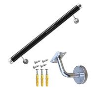 Barandilla de PVC de alta calidad para escalones para exteriores, riel de soporte antideslizante con soportes plateados de montaje en pared, 1,2 m / 3.9ft de longitud