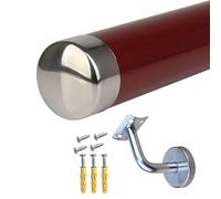 Barandilla de PVC rojo para escalones - 2 pies antideslizante para interiores y exteriores con soportes plateados de montaje en pared, disponible en longitudes de 1 m a 6 m