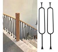 Barandilla De Seguridad Para Escalera Ovalada Hueca, Cuadrada, Negra, Para Terraza, Montaje En Suelo Con Kits De Tornillos, Balaustres Verticales Para Escalera Para Todo Tipo De Clima, Paquete De 2,