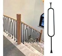 Barandilla De Seguridad Para Escalera Ovalada Hueca, Cuadrada, Negra, Para Terraza, Montaje En Suelo Con Kits De Tornillos, Balaustres Verticales Para Escalera, Aptos Para Todo Tipo De Clima, 1 Paque