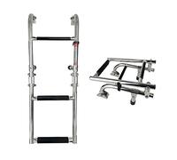 Barandilla de seguridad para natación, 4 escalones de acero inoxidable, escalera telescópica plegable para entrada trasera con escalón ancho, pasamanos interior y tornillos, para muelle/piscina/marina