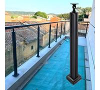 Barandilla de vidrio para escalera, barandilla de vidrio, sistema de soporte de valla de vidrio para patio, con anclajes de base de tira de goma, color negro, 10 mm, abrazadera de espiga de vidrio