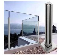 Barandilla de vidrio postes de la cerca, Kit de barandilla de vidrio con ranuras for escaleras, plataformas, terrazas y jardines, soportes transparentes for vallas.(Color Grey,60cm/23.6inch High)