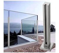 Barandilla de vidrio postes de la cerca, Kit de barandilla de vidrio con ranuras for escaleras, plataformas, terrazas y jardines, soportes transparentes for vallas.(Color Gray,135cm/53inch High)