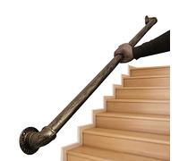 Barandilla decorativa de metal para escaleras de interior, 180 cm, color dorado y cobre, con soportes de pared y tornillos, riel de agarre de seguridad de hierro forjado