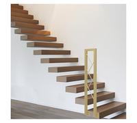 Barandilla decorativa en forma de U para escaleras interiores, barandilla lateral de 100 cm de alto, para áticos, sótanos, garajes, pasillos, barra de apoyo antideslizante (dorado, 1 unidad)
