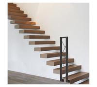 Barandilla decorativa en forma de U para escaleras interiores, barandilla lateral de 100 cm de alto para áticos, sótanos, garajes, pasillos, barra de apoyo antideslizante (negro, 1 unidad)