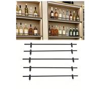 Barandilla for estante, 5 paquetes de juegos de rieles for botellero, barandillas decorativas de aleación de aluminio (8 12 17 31 34 36 47), barras de estante de repuesto(Black,51cm/20.1in)
