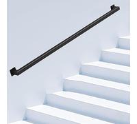 Barandilla industrial de pared con barra de soporte, balaustre de tubo chapado en zinc negro para escaleras interiores, 120 cm de longitud y elegante solución de seguridad