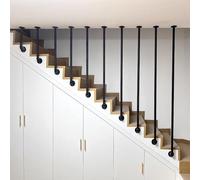 Barandilla industrial en forma de L de acero galvanizado antideslizante para uso en interiores y exteriores, jardín, ático, villa y hotel, 100 cm, color negro