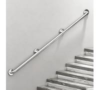 Barandilla Industrial para Escaleras, Pasamanos de Acero Inoxidable 304, Soporte de Tubo Redondo de 32 mm, Capacidad de Carga de 400 Kg, para Pasillos Sótanos(200cm/6.5ft)