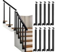 Barandilla Metálica Cuadrada con Soporte Plano y Ajustable en Ángulo de 270°,Postes de Balaustre de Escalera de Montaje Lateral,Pasamanos de Escalera para Interior Ext(Size:100cm/39.4in,Color:10 Pack)