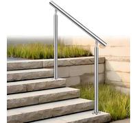 Barandilla moderna de acero inoxidable para escalones al aire libre, ajustable, montaje en el suelo, tubo redondo, acabado cepillado, 85 cm de altura, duradera y elegante, solución de seguridad