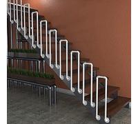 Barandilla moderna de hierro forjado blanco para escalones de interior/exterior, barandillas de pared lateral, barandilla de terraza para pasillos de loft y porches de jardín