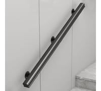 Barandilla Moderna para Escaleras Interiores, Kit de Pasamanos y Barra de Apoyo de Madera para Escaleras, Soporte Metálico, para Barras, Lofts, Pasillos(Black,300cm/118in)