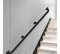 Barandilla negra de 4 pies antideslizante de seguridad para uso en interiores y exteriores, pasamanos de metal de hierro forjado montado en la pared para escaleras y sistemas de barandillas