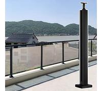 Barandilla negra moderna de 125 cm, soporte para paneles de madera de 1012 mm, columnas Slish para terraza negra y patio, sistema de balaustrada