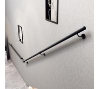 Barandilla para escalera de pared - 1ft -20ft | Barra de soporte industrial de hierro forjado negro para interiores o exteriores | Barra de apoyo con diseño de tubo redondo(280cm)