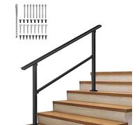 Barandilla para Escaleras de Acero Galvanizado, Pasamanos de Seguridad para Interior y Exterior para 2-3 Escalones, para Entrada, Terraza y Jardín