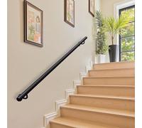 Barandilla para escaleras negra 1ft -20ft barra de sujeción antideslizante de hierro metálico con soportes tornillos, barra de apoyo para montaje en pared para hogares/villas(570cm)