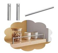 Barandilla para Estantes Barandilla Anticaída Para Armarios, De Aluminio Metálico Barandilla Decorativa Plateada Para Estantes Flotantes Con 2 Barrotes Juego(2 Pcs,Long 32in/81cm)