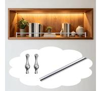 Barandilla para Estantes Barra de Protección de Aluminio para Gabinetes de Cocina, Barra Frontal Decorativa para Estantes (negro, Dorado y Plateado)(Silver C,18in(46cm))