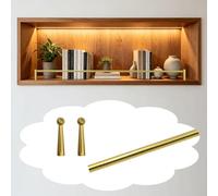 Barandilla para Estantes Barra de Protección de Aluminio para Gabinetes de Cocina, Barra Frontal Decorativa para Estantes (negro, Dorado y Plateado)(Gold B,30in(76cm))