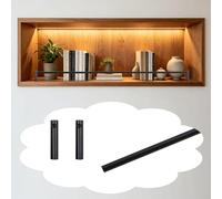 Barandilla para Estantes Barra de Protección de Aluminio para Gabinetes de Cocina, Barra Frontal Decorativa para Estantes (negro, Dorado y Plateado)(Black A,22in(56cm))