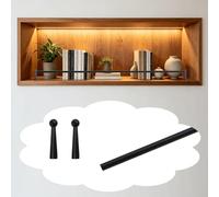 Barandilla para Estantes Barra de Protección de Aluminio para Gabinetes de Cocina, Barra Frontal Decorativa para Estantes (negro, Dorado y Plateado)(Black B,34in(86cm))