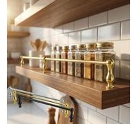Barandilla para Estantes de Aluminio, Barandilla Anticaídas para Estante | Riel Decorativo con Postes y Tornillos para Estante Flotante, Cocina y Vinoteca(Gold Bowling Pin,36in/91.4cm)