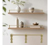 Barandilla para Estantes de Latón, Riel de Protección Decorativo, Barra Anticaída de Seguridad para Muebles Cocina Baño Vitrina Botellero, Oro Cepillado con Postes Kit(Brass-B,107in/272cm)