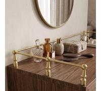 Barandilla para Estantes Latón Macizo, Tubo 6mm, Anticaídas Armario | Riel Protector Borde Oro Cepillado, Mantiene Especias Seguras Vitrina Cocina, Herraje Moderno(33in/83.8cm)
