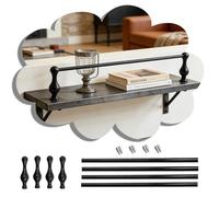 Barandilla para Estantes Set de 4 Rieles Galería para Estantes, Bibliotecas Personalizadas, para Vino, Protección Antivuelco para Organización del Hogar, Barra Larga(Black,56in/142cm)