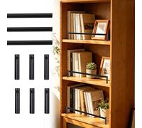 Barandilla para Estantes Set Decorativo de 3 Vallas Metálicas Reforzadas para Estantes, Barandillas de Aluminio para Estantes de Madera o Tipo Galería(Black,36in(91cm))
