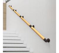 Barandilla para Exteriores - Pasamanos de Madera Maciza Montaje en Pared Pasamanos para Escalera escalones Exteriores Barandilla de Escalera Interior con Accesorios(200cm)
