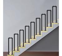 Barandilla para personal de hotel, barandilla de seguridad en forma de U de tubo cuadrado negro para entradas de cocina, escalones de lavandería, escaleras de muelle de carga