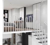 Barandilla para personal de hotel, barandilla de seguridad en forma de U de tubo cuadrado negro para entradas de cocina, escalones de lavandería, escaleras de muelle de carga