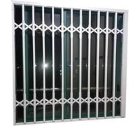 Barandillas de aluminio plegables seguras para ventanas, rejilla deslizante con cerradura para seguridad al aire libre, panel oculto para áticos y cobertizos, color blanco, 170 x 160 cm