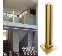 Barandillas de cristal, Columna de balaustrada vidrio acero inoxidable, kit sistema barandilla for cerca interior, soporte for paneles alta resistencia(Gold corner Post,70cm(27 1/2"))