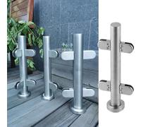 Barandillas de cristal, Kit de herrajes for barandillas terraza, paneles balaustrada vidrio, pilar, cerca acero inoxidable moderna, poste vertical(Silver mid Post,135cm(53.1"))