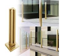 Barandillas de cristal, Poste de cerca balaustrada vidrio metálico, soportes paneles for terraza, balcón, porche, pasamanos escalera(Gold corner Post,115cm(45 1/4"))