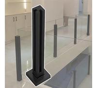 Barandillas de cristal, Sistema de barandilla for terraza y balcón villas interiores, conector cerca poste con abrazadera espiga vidrio acero inoxidable(Black corner Post,90cm(35 3/8"))