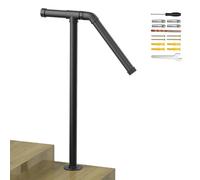 Barandillas de escalera de un solo poste para escalones al aire libre, se ajustan a pasamanos de hierro forjado para exteriores de 1 a 2 escalones con barandilla de porche de transición para escalones