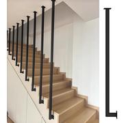 Barandillas de Escalera domésticas de tamaño Personalizable para escaleras Planas e inclinadas, con husillos Negros de Montaje Lateral, para Evitar caídas (Negro (A), 190 cm/74,8 Pulgadas)