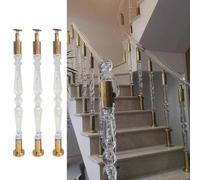 Barandillas de escalera modernas for interiores, postes de pasamanos redondos transparentes, kit de columna decorativa con herrajes dorados.(3 Pcs,85cm(33 1/2"))