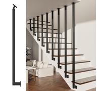 Barandillas de Interior para escaleras, barandilla en Forma de L de Color Negro Mate Que se instala Desde el Suelo hasta el Techo, Ideal para lofts y Villas Modernas.
