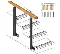 Barandillas de madera para escalones exteriores caben de 1 a 4 escalones, barandilla de transición con kit completo, varilla de soporte de barandilla de escaleras de seguridad, pasamanos de