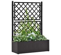 BaraSh Arriate con Enrejado y Sistema de riego automático Antracita jardineras Exterior Grandes macetas autorriego Mesa Jardinera