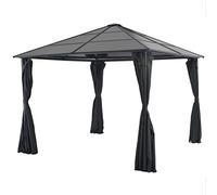 BaraSh Cenador con Cortinas Aluminio 3x3 m Negro Carpa Camping Pergola Bioclimatica